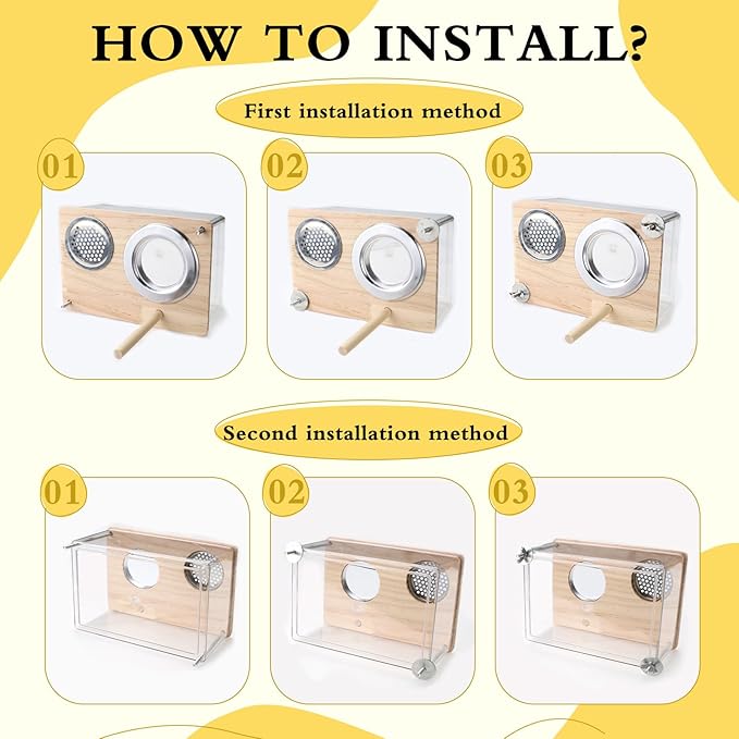 Parakeet Nesting Box for Cage, High-Transparent PET Parakeet Nest, Versatile Bird Houses for Canary, Lovebird and Parrot, Bird Boxes for Nesting with Wood Perch, Bird Cage Accessories (L, Rectangle)