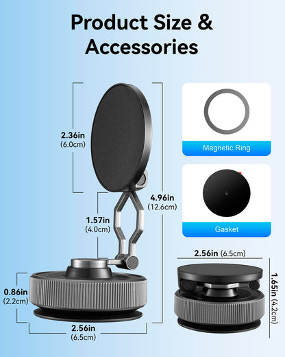 Magnetic Suction Cup Phone Mount for Magsafe，360° Adjustable Magnetic Car Phone Holder，Suction Phone Mount for Car Dashboard，Phone Holders for Your Car/Gym/Mirror Mount for iPhone & Android