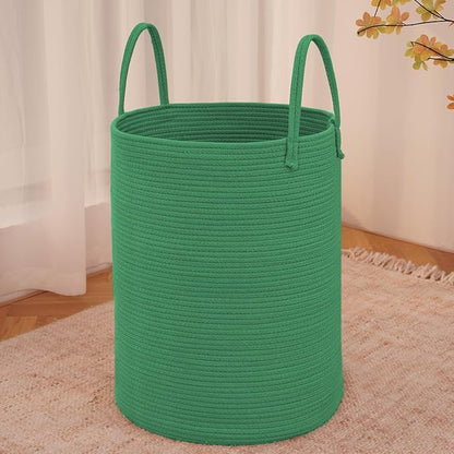 Large Woven Laundry Basket Hamper, 80L Cotton Rope Storage Bin