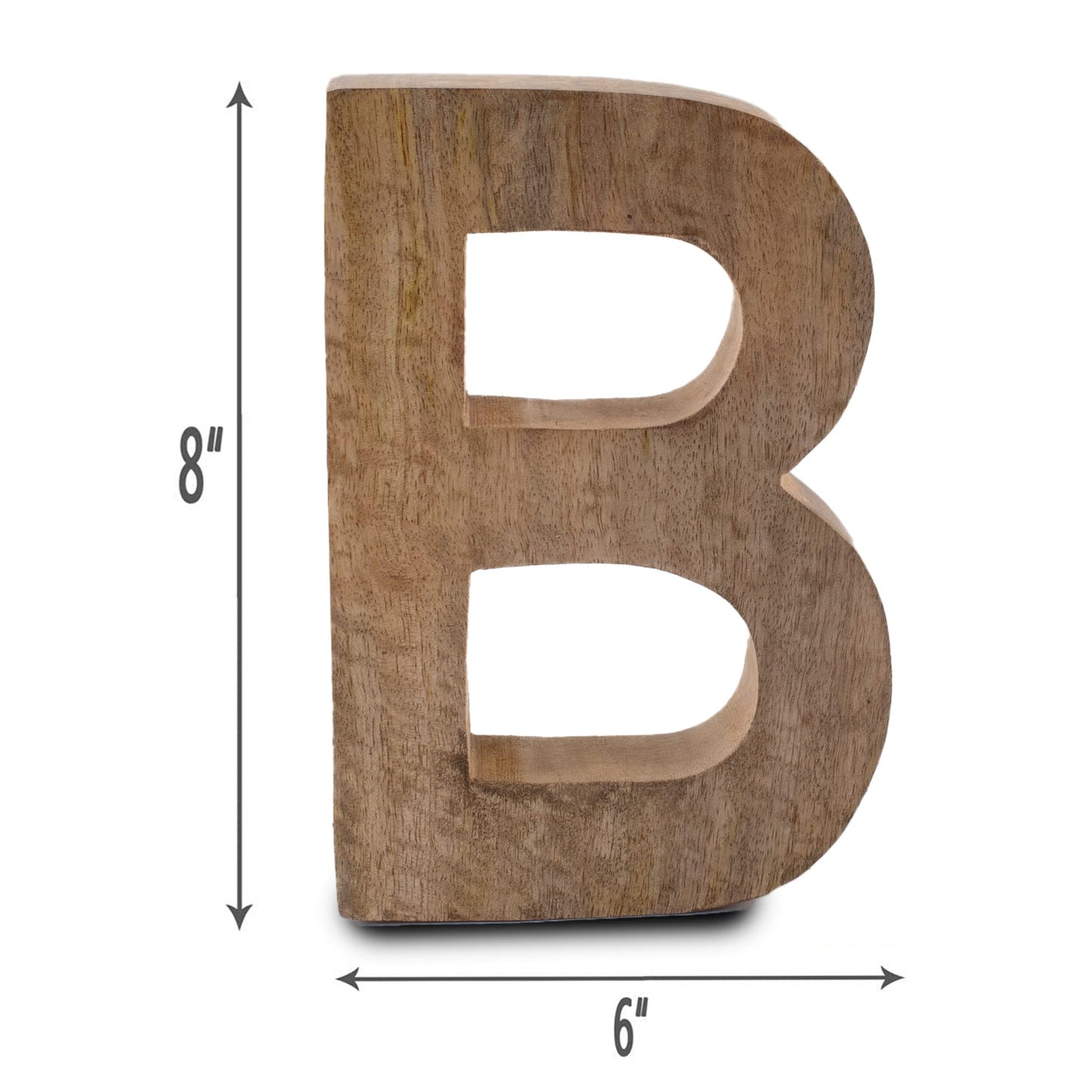 8" Decorative Solid Block Wooden Letters Alphabets Words Natural Finished Wood Freestanding Shelf or Tableware Childrens Baby Names Initials for Bedroom Wedding Birthday Party Home Decor (Letter B)