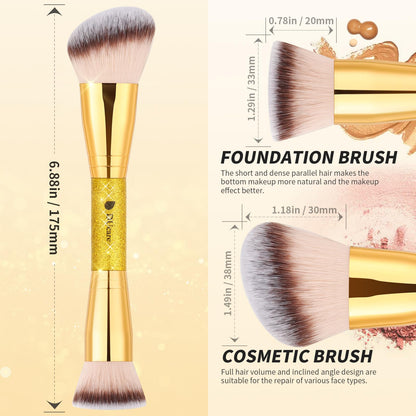DUcare Foundation Brush Contour Bronzer Makeup Brush Double Ended Self Tanner Brush Sculpting Brush for Blending Liquid Powder Concealer Cream Cosmetics Blush Buffe