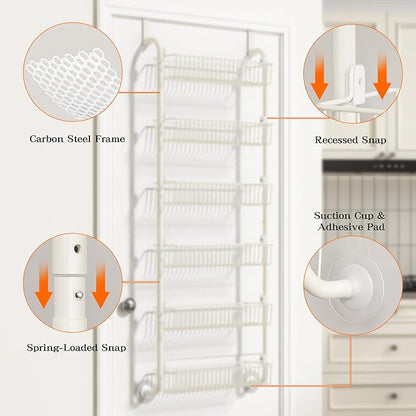 MIAOLI Over the Door Pantry Organizers and Storage, 6-Tier Spice Rack, Home &