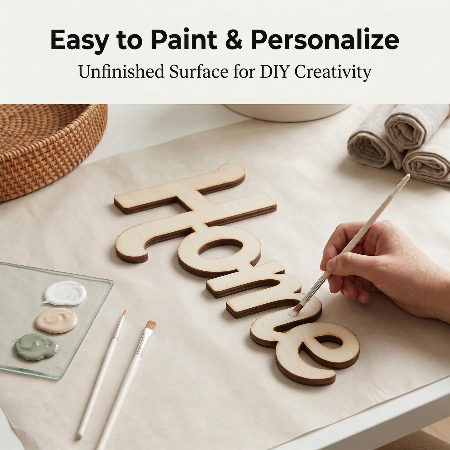 3 Pk 5mm Unfinished Wood Words Cutouts Hello Home Welcome Sign