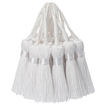 Bookmark DIY Decoration Crafts Tassels: 30pcs Sewing Fringe with String for Graduation Cap Memorial Hanging Ornament,Jewelry Making,Earring Keychain Accessory,Pillow Trim,Key Charms (White)