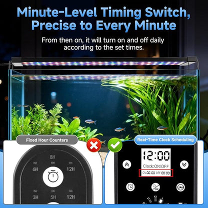 fishkeeper LED Aquarium Plant Light, 24/7 Full Spectrum Aquarium Light with 5 Nature Weather Mode, Auto On Off with Timer for 24-32 Inch Fish Tank, Adjustable Colors/Brightness with Memory Function