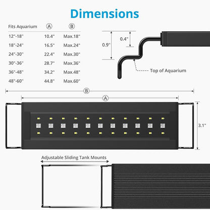 NICREW C10 24/7 LED Aquarium Light for Plants, 12-18 Inches, Full Spectrum Fish Tank Light with Timer, Brightness Adjustable
