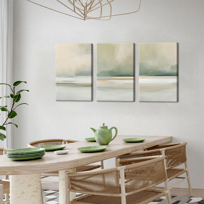 3Pcs Sage Green Canvas Wall Art Modern Neutral Abstract Wall Decor Pictures Minimalist Green Tan Posters Prints for Living Room Bedroom Home Decoration, 12x16in