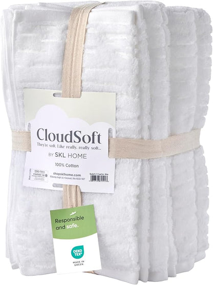 SKL Home CloudSoft 100% Cotton Luxury 6-Piece Towel Set, 600 GSM, Ultra Plush &