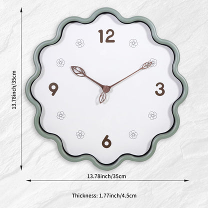 QIYAODECO Wall Clock, Modern Small Wall Clocks Battery Operated 14 Inch, Silent Non-Ticking Analog Classic for Office, Home, Living Room, Bathroom, Kitchen, Bedroom, School(Light Green)