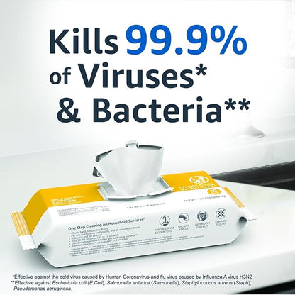Amazon Basics Disinfecting Wipes, Lemon & Fresh Air Scent,