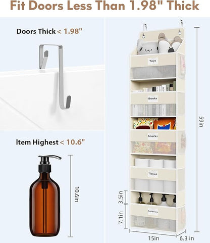 Over The Door Organizer Hanging, 2 Pack 5 Shelf Behind The Doors Storage