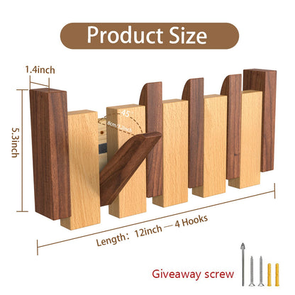 OLETNY Coat Rack Wall Mount Wood, Coat Hooks Wall Mounted Wooden with 4 Flip-Down Hooks,Farmhouse Home Decor Living Room as Housewarming Gifts,Thank You Gifts,Birthday Gift for Women,Mother,Mom,Wife.