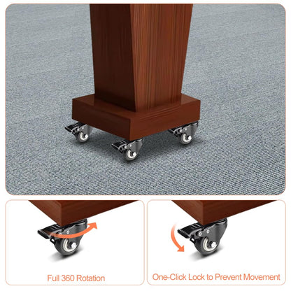 BGEDL Wooden Podium with 4 Lockable Wheels, Steady Floor Standing Speaking Lectern Stand, Portable Podium Stand Reception Desk, Wood Rolling Lecture Podium Pulpit for Churches Classrooms Speeches