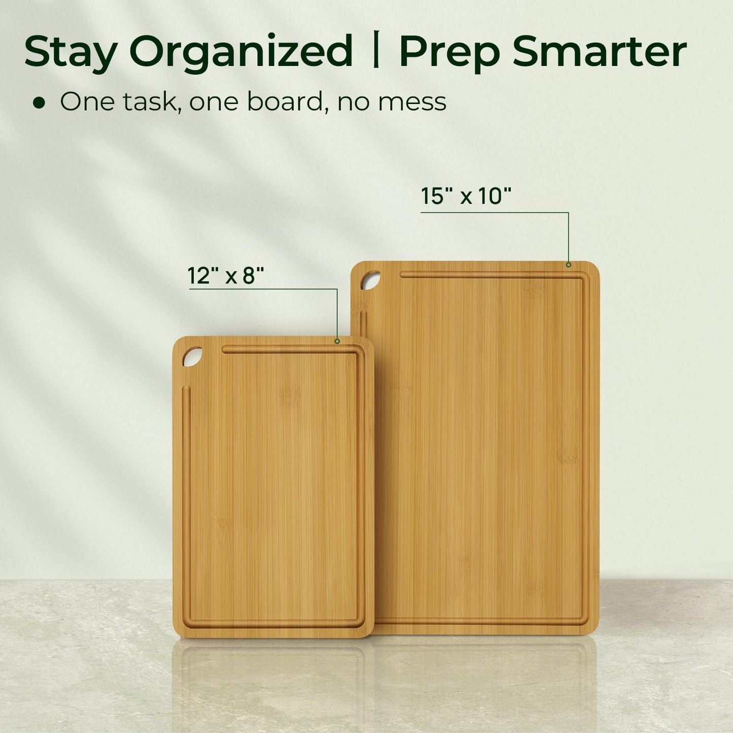 Bamboo Cutting Board, Durable Wood Cutting Boards for Kitchen with Deep Juice Grooves & Built-in Handles, Ideal Charcuterie & Chopping for Meat, Vegetables and Fruits Ideal Kitchen Gifts