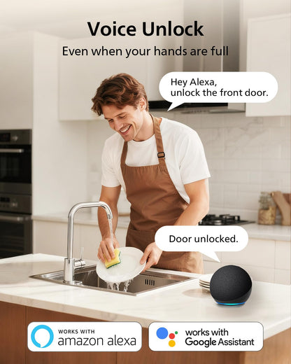 Philips Built-in WiFi Smart Lock, Keyless Entry Door Lock with App, Touchscreen, Fingerprint Door Lock — Compatible with Alexa & Google, Splash-Proof Design, Includes 8 Batteries, Black