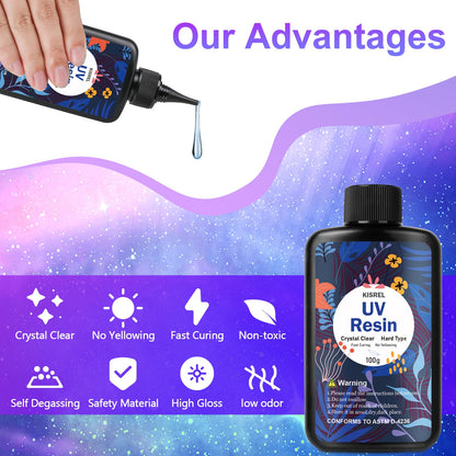 KISREL UV Resin Jewelry Making Kit, 300g Crystal Clear Resin with Light and Molds, DIY Jewelry Making Kit, Resina Starter Kits for Keychain and Earring
