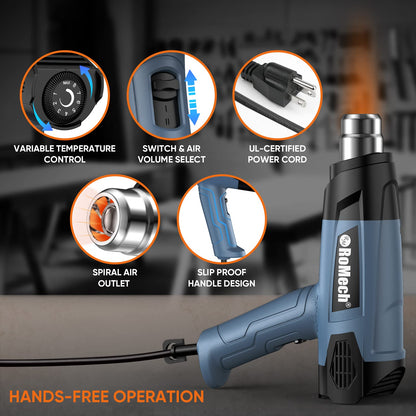 ROMECH Heavy Duty Fast Heating Heat Gun + 20W Mini Hot Glue Gun with 30 Glue Sticks Set