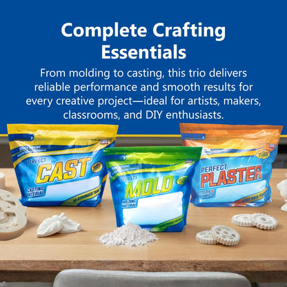 Perfect Plaster for Pottery & Ceramic Slip Casting Molds, Non-Toxic Water-Based Powder Material for DIY Mold Making, Clay Reclaim Slabs, Sculptures & Crafts, Fast-Curing, USA Made, 1 lb Bag