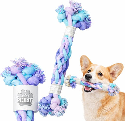 Dog Rope Toy – Eco-Friendly Durable Cotton Dog Chew Toy for Aggressive Chewers & Puppies – Interactive Molar Teeth Cleaning,(12in), Safe, Non-Toxic, Fun Play
