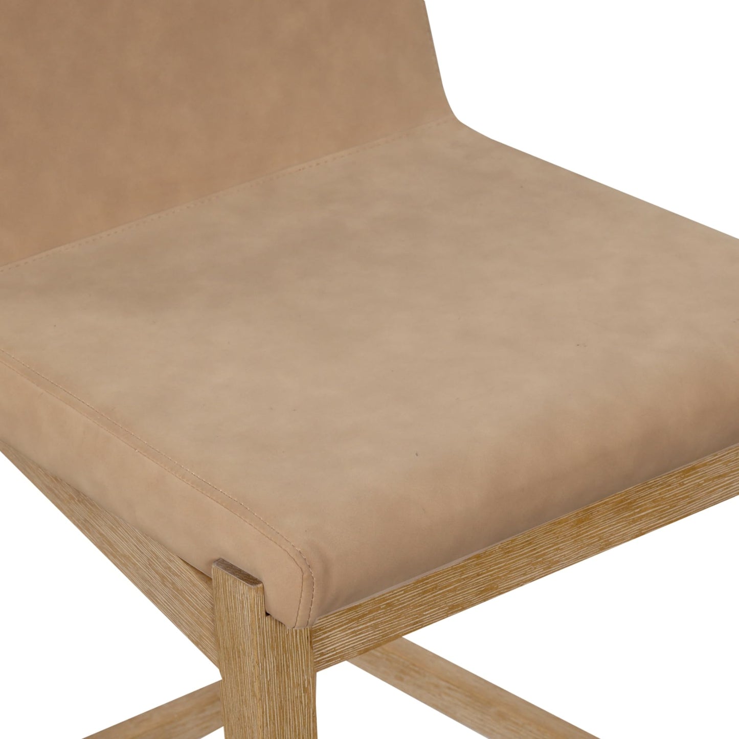 Nathan James Gracie Modern Counter Height Bar Stool with Back, Counter Stool Upholstered Chair with PU Leather and Brushed Wooden Legs, Light Brown