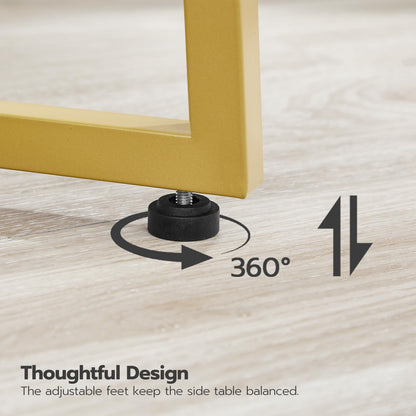 HOOBRO Side Table, Round End Accent Table with Sturdy Metal Pedestal, 15.7" Round Nightstand, for Living Room, Bedroom, Balcony, Office, Marble and Gold DM95BZ01