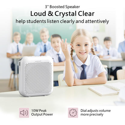 Norwii Bluetooth Voice Amplifier, Power Amplifiers, Portable Mini Wired Microphone Headset for Teacher Classroom & Outdoor Lectures, Teaching, Tour Guides, USB-C Rechargeable - 2000mAh, White