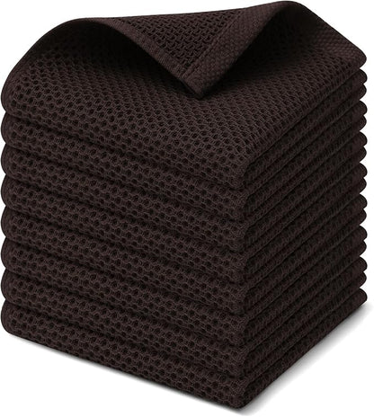 Kitinjoy 100% Cotton Kitchen Dish Cloths, 8 Pack Waffle Weave Ultra Soft
