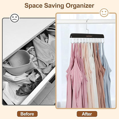 TOPIA HANGER Bra Hanger for Closet, Tank Top Hangers 20 Hooks Capacity Foldable