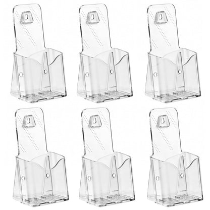 Argvey Acrylic Brochure Holder 4x9 Inch, Clear Pamphlet Holder Display Stand for Trifold 4 Inch Flyers, Booklets, Table Signs, Plastic Rack Card Holder for Office, Home, Store, 6 Pack
