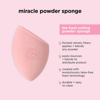 Real Techniques Iconic Blend + Set Makeup Sponge Duo, Makeup Blending Sponges, For Liquid, Cream, & Powder, Cloud Skin, Powder Sponge & Foundation Sponge, Latex-Free, Vegan & Cruelty Free, 2 Count