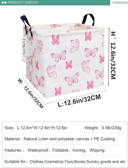 FANKANG Square Nursery Hamper Storage Bins Canvas Laundry Basket Foldable