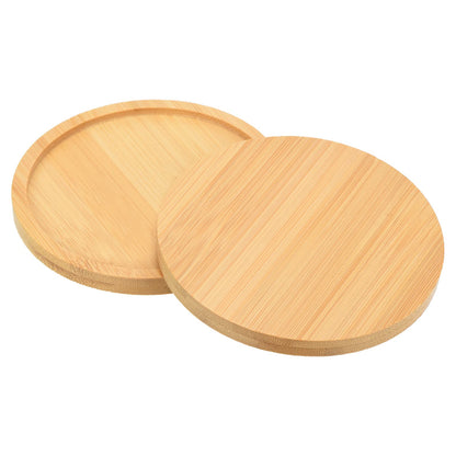 PATIKIL Plant Pot Saucer 4.3 Inch OD, 2 Pack Bamboo Round Flower Drip Tray for Home Indoor