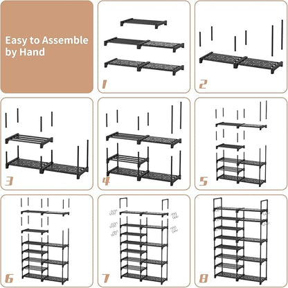 ROJASOP Shoe Rack Organizer, 8-Tier Metal Shoe Rack