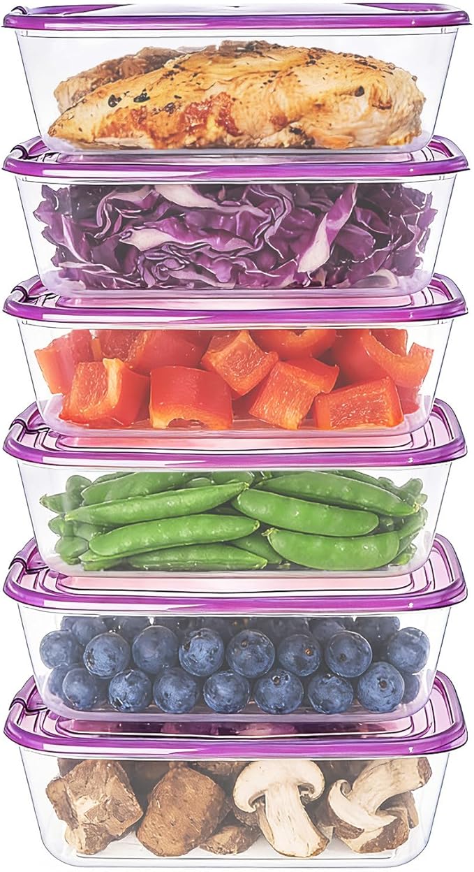 KIGI Plastic Food Containers, Large Stackable