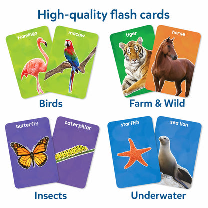 Skillmatics Thick Flash Cards for Toddlers - First 100 Animals, Montessori Toys, Preschool Learning Activities, Learning Aids, Gifts for Kids Ages 1, 2, 3, 4 Years