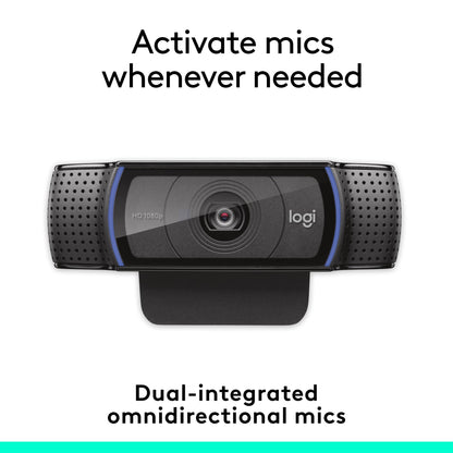 Logitech C920e HD 1080p Mic-Enabled Webcam, Certified for Zoom, Microsoft Teams Compatible, TAA Compliant
