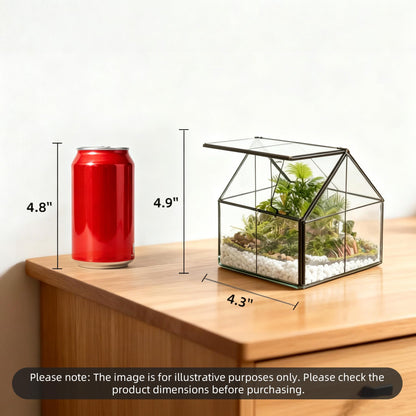 Ferrisland Glass Plant Terrarium Container Wardian Case Indoor Small Succulent Terrarium Planter w/Door for Tabletop Decor DIY - 4.9"x4.3"x4.3"