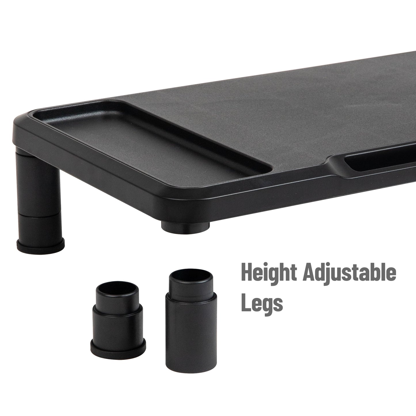 Mind Reader Monitor Stand, Laptop Riser, Desktop Organizer, Office, Plastic, 21.75" L x 10.25" W x 4.5" H, Set of 2, Black