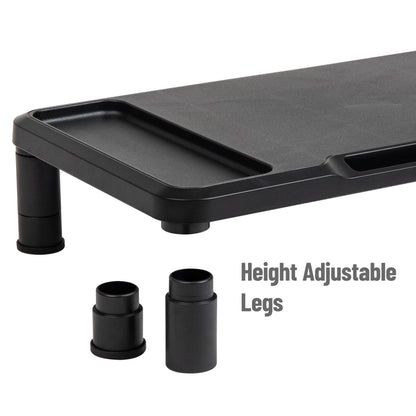 Mind Reader Monitor Stand, Laptop Riser, Desktop Organizer, Office, Plastic, 21.75" L x 10.25" W x 4.5" H, Set of 2, Black