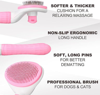 Yaomiao Dog Brush Grooming Kit 9 Pcs Kit with Pet Nail Clipper and File Cat Grooming Deshedding Undercoat Rake Comb for All Breeds Sizes Promotes Healthy Skin Coat(Fresh Color)