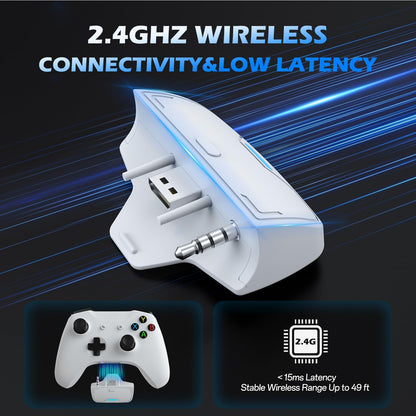 BINNUNE Wireless Gaming Headset for Xbox Series X/S, Xbox One, PS5, 120H Ultra-Long Battery, Bluetooth 5.3 Gaming Headphones with Noise-Canceling Mic, Comfortable Over-Ear Headphones,White