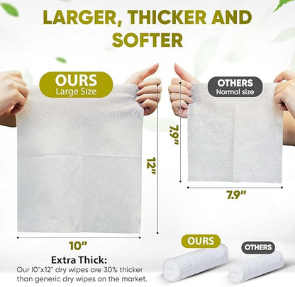 Disposable Face Towels – 200 Count Biodegradable Dry Wipes