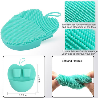 INNERNEED Super Soft Silicone Face Cleanser and Massager Brush Manual Facial Cleansing Scrubber Handheld Wash Pad for Sensitive, Delicate, Dry Skin (Pack of 4)