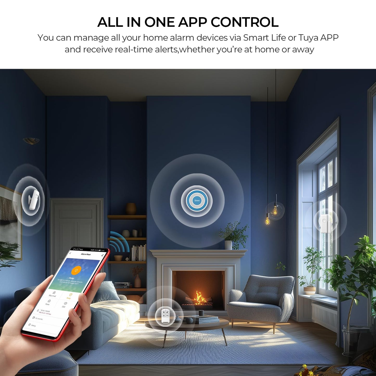 PGST Wireless Home Alarm System,Smart Home Security System with Tuya App Instant Alerts,DIY Door Alarms Kits Siren Hub with Door/Motion Sensors,Remote,Work with Alexa/Google Assistant for Apartment