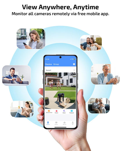 《Dual Lens & Auto Tracking》4K PoE Security Camera System Outdoor, PTZ Video Surveillance Cameras Systems with Color Night Vision, Surveillance DVR Kits