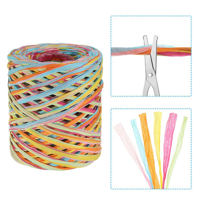 PATIKIL 219 Yards Raffia Ribbon, 2 Rolls Raffia Paper Craft Ribbon Paper Twine Wrapping Ribbon for Gift Packaging and Decoration, Light Blue/Green