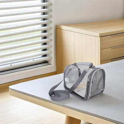 Small Bird Travel Cage Carrier Portable Parrot Carrier Bag with Breathable Mesh Small Gray Travel Cage for Budgie Conure Outdoor Transport