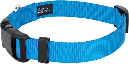 Country Brook Petz - Everyday Nylon Dog Collar and Leash - 10+ Cool Colors (3/8 Inch, 2XS, Ice Blue)