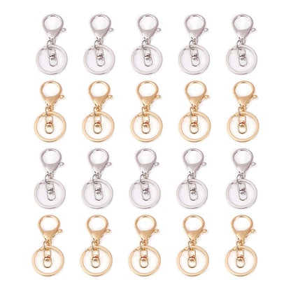 Lobster Claw Clasp Key Chain Rings Kit-20 PCS Clasps Lanyard Snap Hooks with Split Key Rings, Gold/Silver Keychain Clip Hooks Keychain Ring Carabiner Buckles for Leather Crafts DIY Project- 2 Color