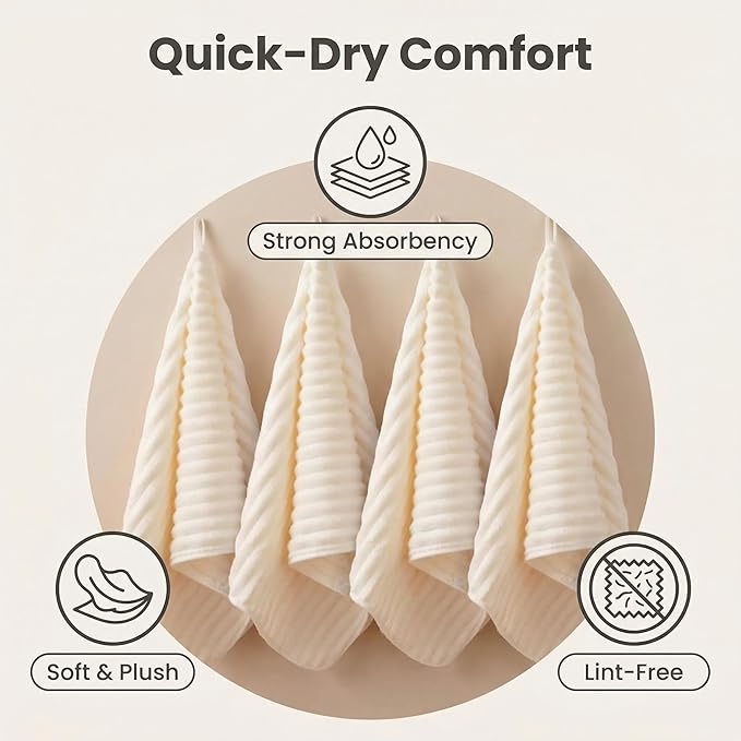 4PCS Beige Microfiber Hand Towels
